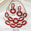 Acrylic Oval Link Chain Pendant Necklace & Stud Dangle Earring Sets FS-WGBB07C-01-2