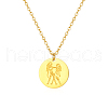 Stylish Stainless Steel Flat Round Gemini Zodiac Pendant Necklaces for Women's Daily Wear UA3158-1-2
