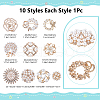 WADORN 10Pcs 10 Styles Retro Flower Alloy Rhinestone Brooches for Women JEWB-WR0001-09-2