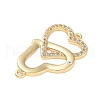 Rack Plating Brass Pave Clear Cubic Zirconia Connector Charms KK-B097-01G-2