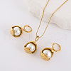 Stainless Steel Pendant Necklaces & Hoop Earrings Sets JT6190-3-1