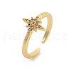 Rack Plating Star Brass Micro Pave Clear Cubic Zirconia Cuff Rings for Women RJEW-M028-122G-2
