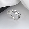 Flat Round Curb Chain 925 Sterling Silver Adjustable Finger Rings for Women FS-WG6366E-01-1