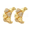 Brass Micro Pave Clear Cubic Zirconia Stud Earrings EJEW-D322-07G-02-4