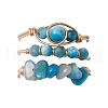 3Pcs Natural Mixed Stone Bead Finger Ring RJEW-JR00855-4