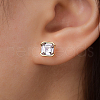 Elegant S925 Sterling Silver Clear Cubic Zirconia Square Stud Earrings ZG4220-1