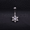 316L Surgical Stainless Steel Micro Pave Clear Cubic Zirconia Curved Barbell Belly Rings WGD8A79-06-1
