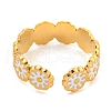 Daisy 304 Stainless Steel Enamel Open Cuff Ring for Women RJEW-Z041-02G-03-3