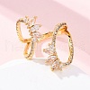 Brass Clear Cubic Zirconia Horse Eye Cuff Rings for Women RJEW-U047-31G-2