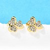 Clover Brass Hoop Earrings EJEW-S256-05G-3