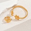 Elegant Brass Flower Cuff Ring & Bangle Set for Women DS4683-1
