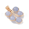Natural Black Onyx(Dyed and Heated)/White Jade/Malaysia Jade/Rose Quartz/Quartz Crystal Copper Wire Wrapped Round Beaded Pendants PALLOY-JF03536-02-4