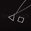 304 Stainless Steel Triangle & Rhombus Pendant Necklace with Box Chains JN1045C-5