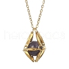 Mixed Round Natural Gemstone Pendant Necklaces NJEW-JN04548-01-3