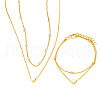 Heart Alloy & Plastic Imitation Pearls Round Beaded Necklaces & Double Layer Bracelets Sets FS-WGC2DB5-01-5