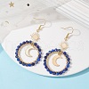 Moon & Star Copper Wire Wrapped Dangle Earrings EJEW-TA00312-2