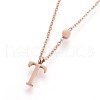 304 Stainless Steel Initial Pendant Necklaces NJEW-G321-04RG-T-2