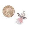 Glass Beads with Acrylic Bead Caps and Alloy Beads and ABS Plastic Imitation Pearl Round Beads and Iron Flat Head Pins Pendants PALLOY-JF03627-2