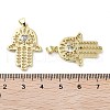 Rack Plating Hamsa Hand Brass Micro Pave Cubic Zirconia Pendants KK-E102-13G-3
