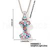 Brass Pave Colorful Cubic Zirconia Letter Pendant Box Chain Necklaces NU0575-35-1