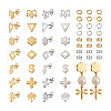 Spritewelry 56Pcs 14 Style 201 Stainless Steel Stud Earring Findings with Hole and 304 Stainless Steel Pins and Ear Nuts DIY-SW0001-11-2