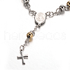 Rosary Bead Bracelets with Cross BJEW-E282-03GP-2