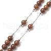 Natural Wood Round Rosary Bead Necklace NJEW-JN04248-3