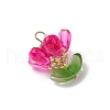 Brass Glass Flowers Pendants PALLOY-MZ00630-04-3