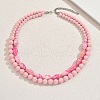 Acrylic Round Horse Eye Double Layer Beaded Necklaces for Women HK8812-2-4