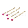 Ion Plating(IP) 316 Surgical Stainless Steel Curb Chain Extender with Natural  Dyed Jade Round Charm STAS-A097-01G-15-1