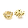 Flower Brass Micro Pave Clear Cubic Zirconia Bead Caps KK-V008-31G-2