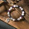 8mm Natural Rose Quartz & Quartz Crystal & Amethyst Round Beaded Stretch Bracelets BJEW-JB10738-02-2