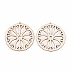 Undyed Natural Hollow Wooden Big Pendants WOOD-N007-080-2