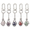 Stainless Steel Macrame Chain Pouch Round Natural Lapis Lazuli & Amethyst & Green Aventurine & Carnelian & Rose Quartz Holder Pendant Decorations HJEW-JM02050-02-1