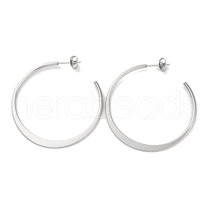 304 Stainless Steel Ring Stud Earrings EJEW-K295-01B-P-1
