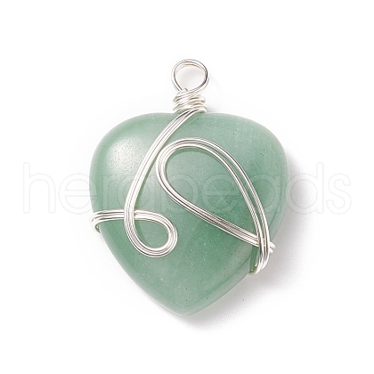 Natural Green Aventurine Pendants PALLOY-JF01663-02-1