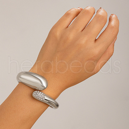 Teardrop Alloy Rhinestone Cuff Bangles WGA0230-06-1