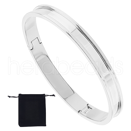 Unicraftale 1Pc Stainless Steel Grooved Bangles STAS-UN0042-50A-P-1