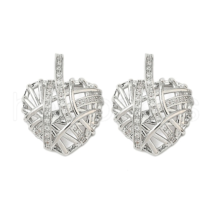 Brass Micro Pave Clear Cubic Zirconia Pendants KK-B139-01P-1