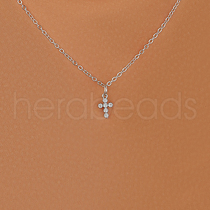 Cross Alloy with Crystal Rhinestone Pendant Necklaces WGAF0E8-03-1