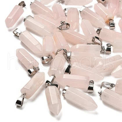 Natural Rose Quartz Pendants G-Z067-07P-09-1