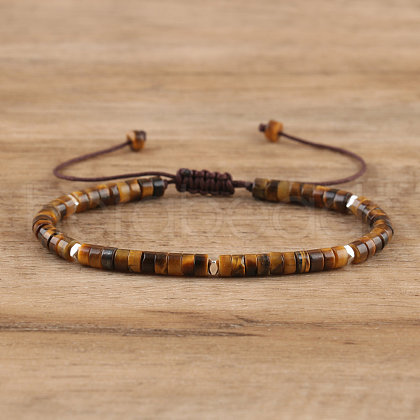 Natural Tiger Eye Beaded Braided Bracelets QH4784-2-1