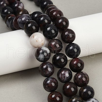Natural Indian Bloodstone/Heliotrope Stone Beads Strands G-F792-C04-03-1
