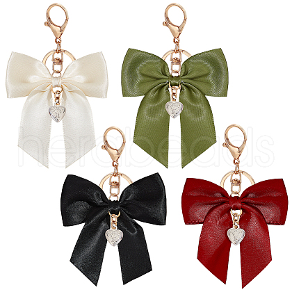 Beebeecraft 4Pcs 4 Colors Bowknot Polyester Pendant Decorations HJEW-BBC0001-09-1