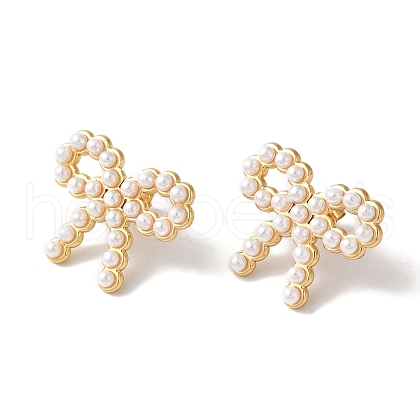 Bowknot Ion Plating(IP) 304 Stainless Steel Stud Earrings for Women EJEW-L287-001G-1
