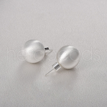 Round Ball Drawbench Brass Ear False Plugs for Women EJEW-G391-24A-S-1