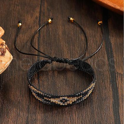 Bohemian Style Glass Seed Beads Braided Bead Braclets for Women NU9634-2-1
