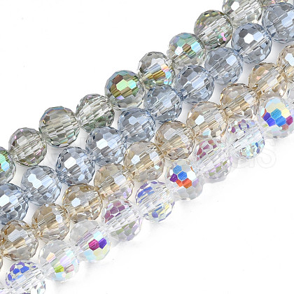Electroplate Transparent Glass Beads Strands EGLA-N002-15-1