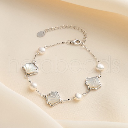 S925 Sterling Silver Cable Chain Link Bracelets BJEW-M085-01P-1