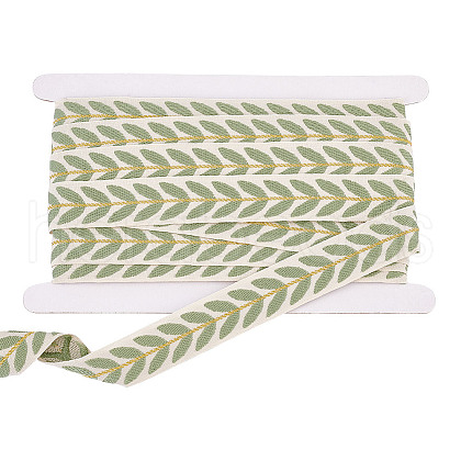 GOMAKERER 10.5~11 Yards Polyester Embroidery Leaf Ribbons OCOR-GO0001-10-1
